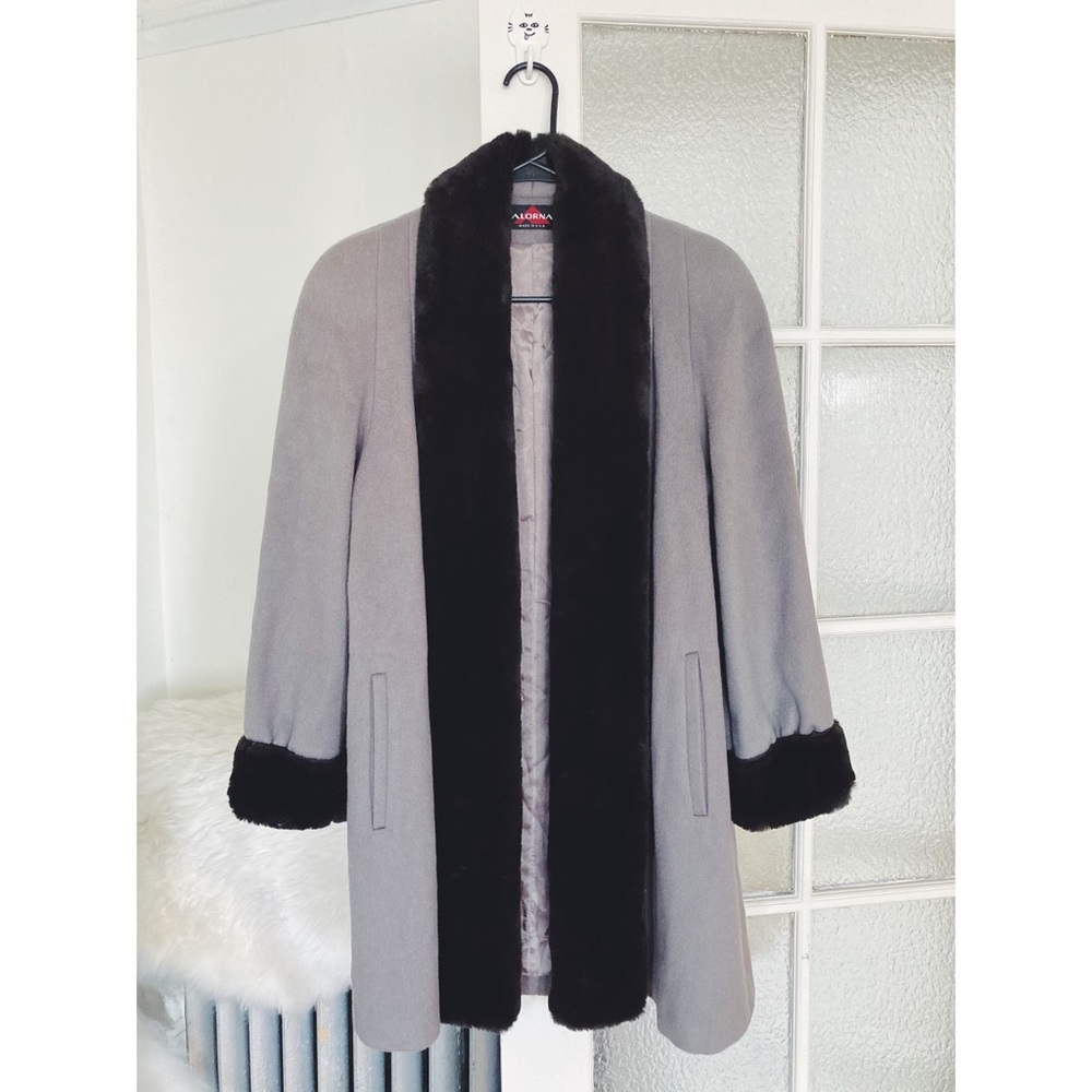 Alorna Gray Wool and Faux Fur Coat